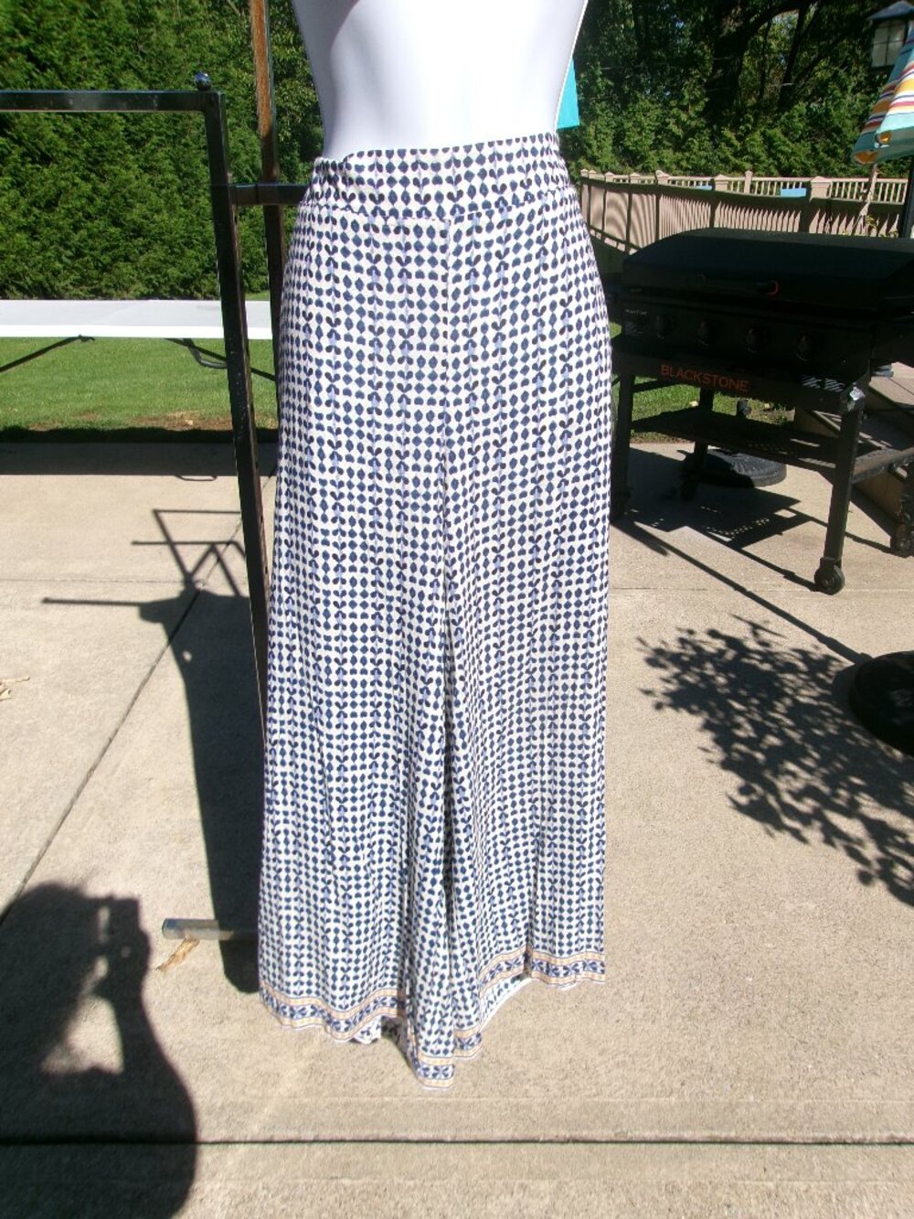 NWT MAX STUDIO LONDON BLUE PRINT WIDE LEG CASUAL PANTS 2X $128